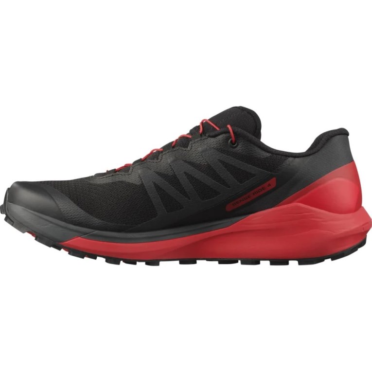 Black / Red Salomon Sense Ride 4 Men's Trail Running Shoes | IE HO3295